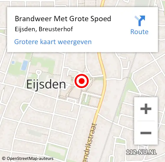 Locatie op kaart van de 112 melding: Brandweer Met Grote Spoed Naar Eijsden, Breusterhof op 11 januari 2018 14:48