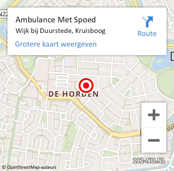 Locatie op kaart van de 112 melding: Ambulance Met Spoed Naar Wijk bij Duurstede, Kruisboog op 11 januari 2018 15:04