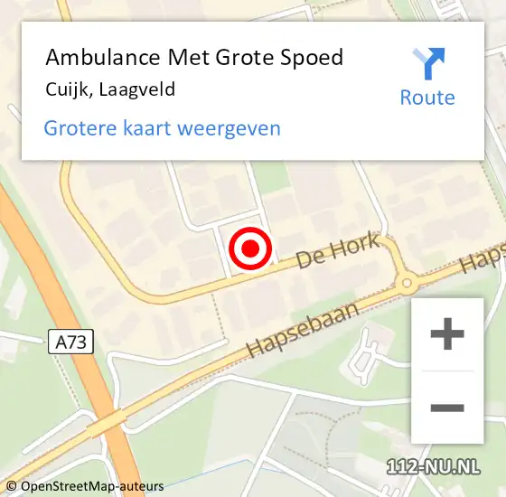 Locatie op kaart van de 112 melding: Ambulance Met Grote Spoed Naar Cuijk, Laagveld op 11 januari 2018 16:11