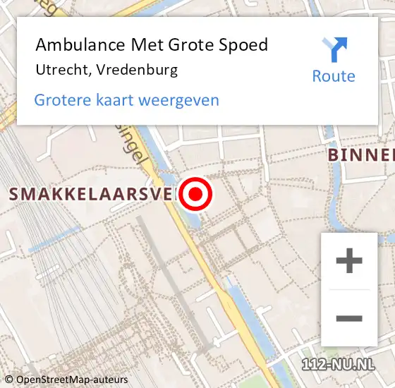 Locatie op kaart van de 112 melding: Ambulance Met Grote Spoed Naar Utrecht, Vredenburg op 11 januari 2018 16:14