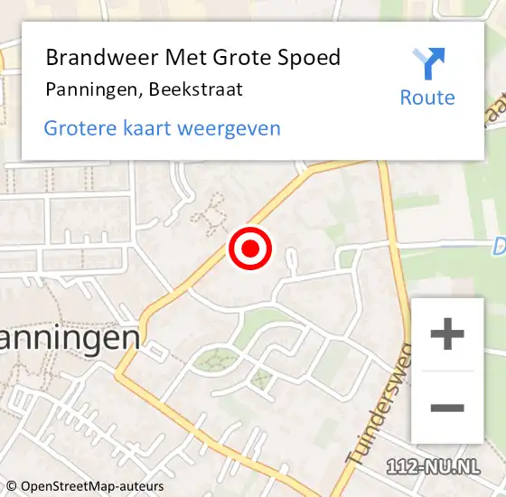 Locatie op kaart van de 112 melding: Brandweer Met Grote Spoed Naar Panningen, Beekstraat op 11 januari 2018 16:58