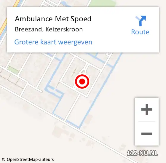 Locatie op kaart van de 112 melding: Ambulance Met Spoed Naar Breezand, Keizerskroon op 11 januari 2018 17:02