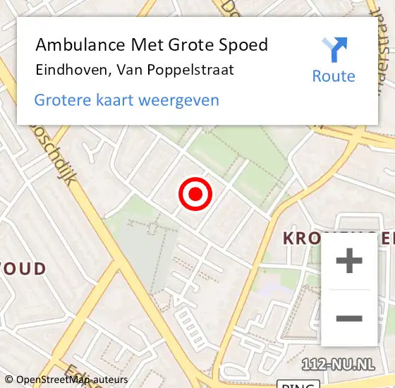 Locatie op kaart van de 112 melding: Ambulance Met Grote Spoed Naar Eindhoven, Van Poppelstraat op 11 januari 2018 17:20