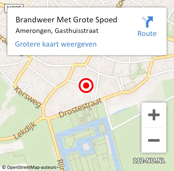 Locatie op kaart van de 112 melding: Brandweer Met Grote Spoed Naar Amerongen, Gasthuisstraat op 11 januari 2018 17:22