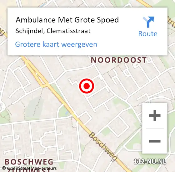 Locatie op kaart van de 112 melding: Ambulance Met Grote Spoed Naar Schijndel, Clematisstraat op 11 januari 2018 17:54