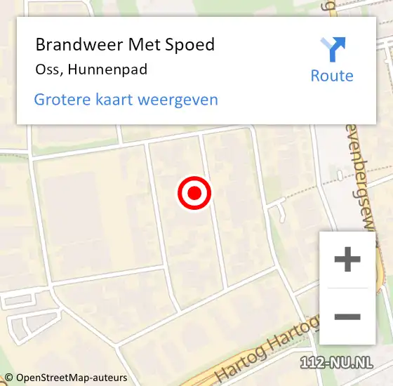 Locatie op kaart van de 112 melding: Brandweer Met Spoed Naar Oss, Hunnenpad op 11 januari 2018 17:58