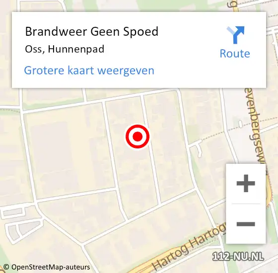 Locatie op kaart van de 112 melding: Brandweer Geen Spoed Naar Oss, Hunnenpad op 11 januari 2018 18:07