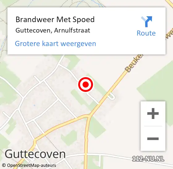 Locatie op kaart van de 112 melding: Brandweer Met Spoed Naar Guttecoven, Arnulfstraat op 11 januari 2018 18:16
