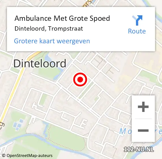 Locatie op kaart van de 112 melding: Ambulance Met Grote Spoed Naar Dinteloord, Trompstraat op 11 januari 2018 18:21