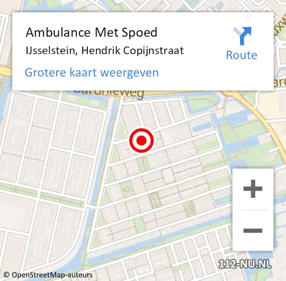 Locatie op kaart van de 112 melding: Ambulance Met Spoed Naar IJsselstein, Hendrik Copijnstraat op 11 januari 2018 18:42