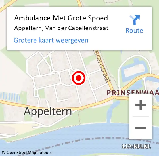 Locatie op kaart van de 112 melding: Ambulance Met Grote Spoed Naar Appeltern, Van der Capellenstraat op 11 januari 2018 18:45