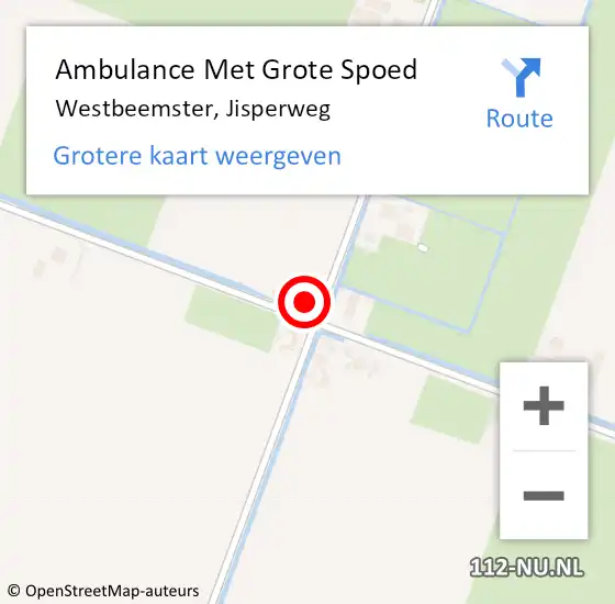 Locatie op kaart van de 112 melding: Ambulance Met Grote Spoed Naar Westbeemster, Jisperweg op 11 januari 2018 18:56