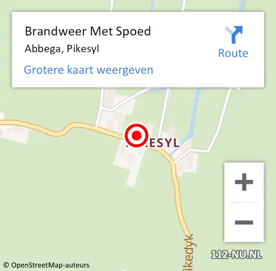 Locatie op kaart van de 112 melding: Brandweer Met Spoed Naar Abbega, Pikesyl op 11 januari 2018 18:56