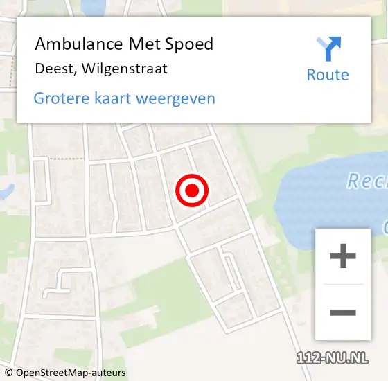 Locatie op kaart van de 112 melding: Ambulance Met Spoed Naar Deest, Wilgenstraat op 11 januari 2018 19:55