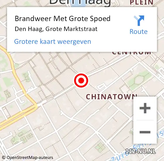 Locatie op kaart van de 112 melding: Brandweer Met Grote Spoed Naar Den Haag, Grote Marktstraat op 11 januari 2018 20:20