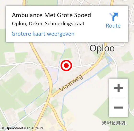 Locatie op kaart van de 112 melding: Ambulance Met Grote Spoed Naar Oploo, Deken Schmerlingstraat op 11 januari 2018 20:55