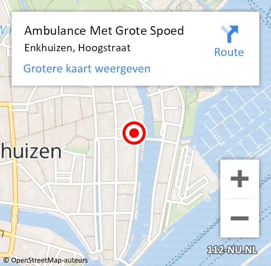 Locatie op kaart van de 112 melding: Ambulance Met Grote Spoed Naar Enkhuizen, Hoogstraat op 11 januari 2018 21:01