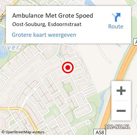 Locatie op kaart van de 112 melding: Ambulance Met Grote Spoed Naar Oost-Souburg, Esdoornstraat op 11 januari 2018 21:08