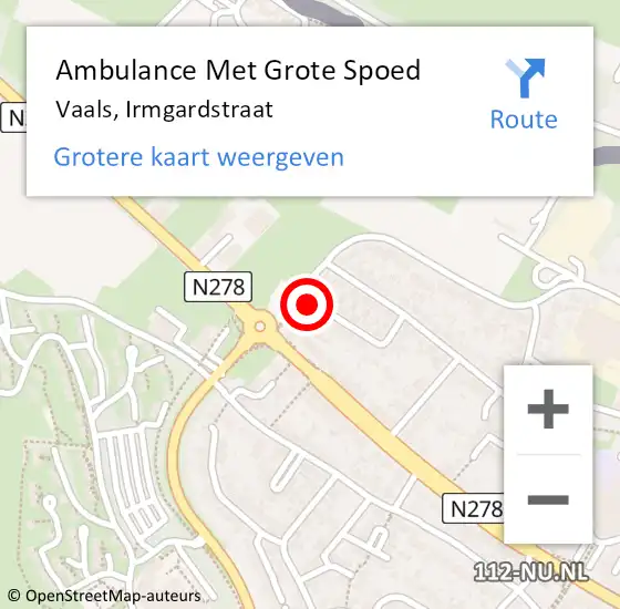 Locatie op kaart van de 112 melding: Ambulance Met Grote Spoed Naar Vaals, Irmgardstraat op 22 september 2013 10:19