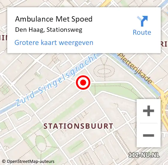 Locatie op kaart van de 112 melding: Ambulance Met Spoed Naar Den Haag, Stationsweg op 11 januari 2018 21:19