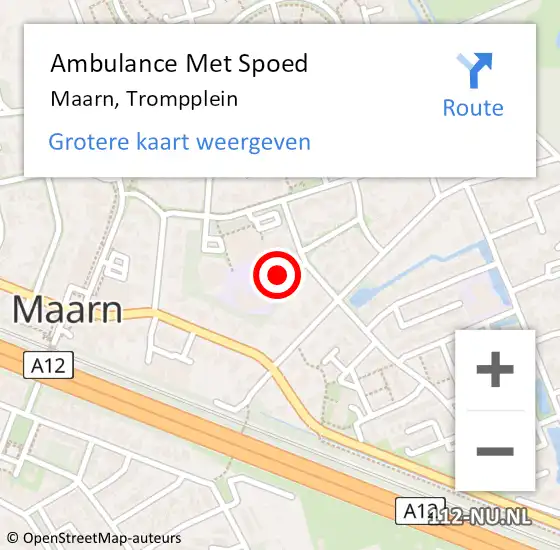 Locatie op kaart van de 112 melding: Ambulance Met Spoed Naar Maarn, Trompplein op 11 januari 2018 21:44