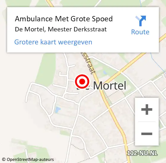 Locatie op kaart van de 112 melding: Ambulance Met Grote Spoed Naar De Mortel, Meester Derksstraat op 11 januari 2018 23:17