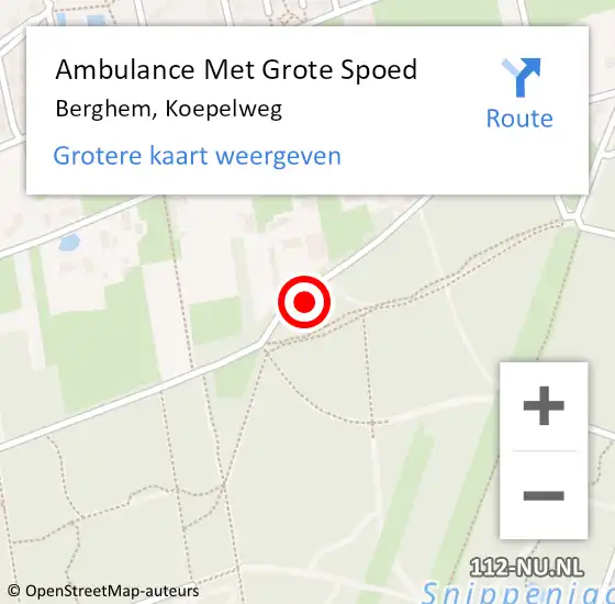 Locatie op kaart van de 112 melding: Ambulance Met Grote Spoed Naar Berghem, Koepelweg op 11 januari 2018 23:40