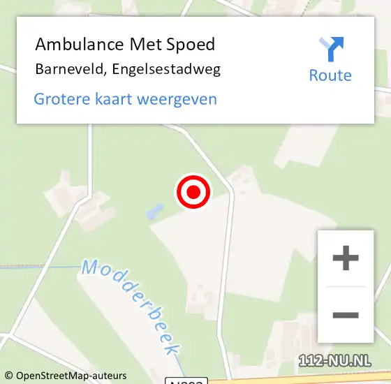 Locatie op kaart van de 112 melding: Ambulance Met Spoed Naar Barneveld, Engelsestadweg op 12 januari 2018 04:59