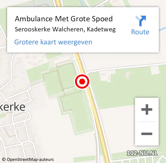 Locatie op kaart van de 112 melding: Ambulance Met Grote Spoed Naar Serooskerke Walcheren, Kadetweg op 12 februari 2014 20:52