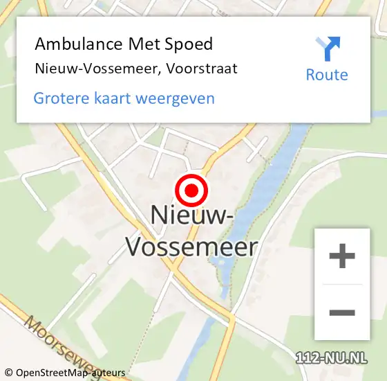 Locatie op kaart van de 112 melding: Ambulance Met Spoed Naar Nieuw-Vossemeer, Voorstraat op 12 januari 2018 06:14