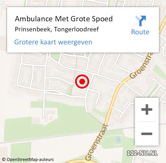 Locatie op kaart van de 112 melding: Ambulance Met Grote Spoed Naar Prinsenbeek, Tongerloodreef op 12 januari 2018 07:54
