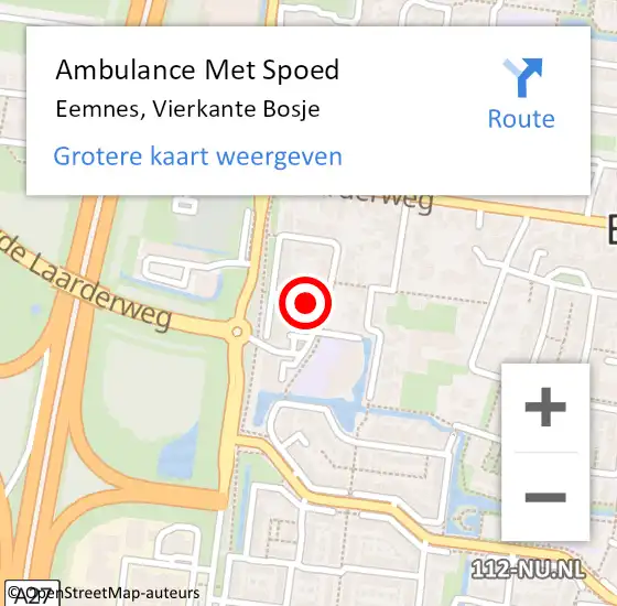 Locatie op kaart van de 112 melding: Ambulance Met Spoed Naar Eemnes, Vierkante Bosje op 12 januari 2018 08:14