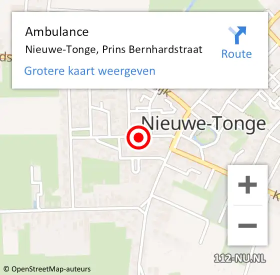 Locatie op kaart van de 112 melding: Ambulance Nieuwe-Tonge, Prins Bernhardstraat op 12 januari 2018 08:17