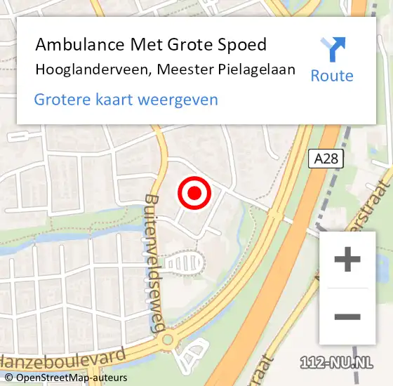 Locatie op kaart van de 112 melding: Ambulance Met Grote Spoed Naar Hooglanderveen, Meester Pielagelaan op 12 januari 2018 08:50