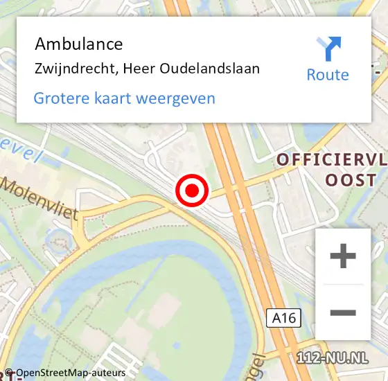 Locatie op kaart van de 112 melding: Ambulance Zwijndrecht, Heer Oudelandslaan op 12 januari 2018 08:52