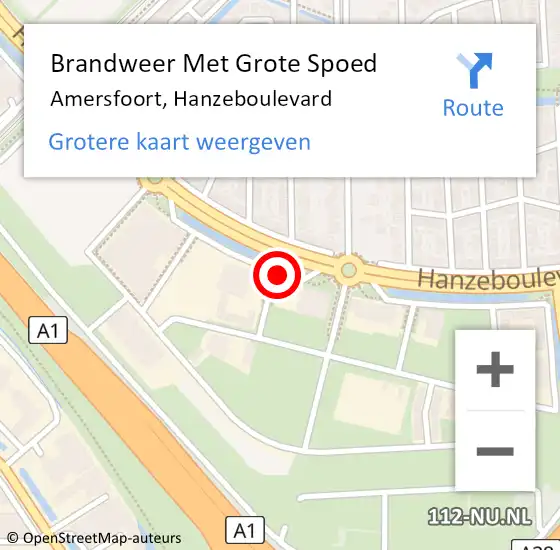 Locatie op kaart van de 112 melding: Brandweer Met Grote Spoed Naar Amersfoort, Hanzeboulevard op 12 januari 2018 08:54