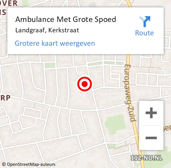 Locatie op kaart van de 112 melding: Ambulance Met Grote Spoed Naar Landgraaf, Kerkstraat op 12 januari 2018 08:56