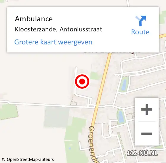 Locatie op kaart van de 112 melding: Ambulance Kloosterzande, Antoniusstraat op 12 januari 2018 09:02