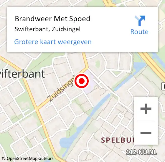 Locatie op kaart van de 112 melding: Brandweer Met Spoed Naar Swifterbant, Zuidsingel op 12 januari 2018 09:12