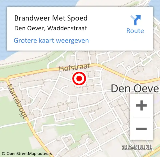 Locatie op kaart van de 112 melding: Brandweer Met Spoed Naar Den Oever, Waddenstraat op 12 januari 2018 09:51