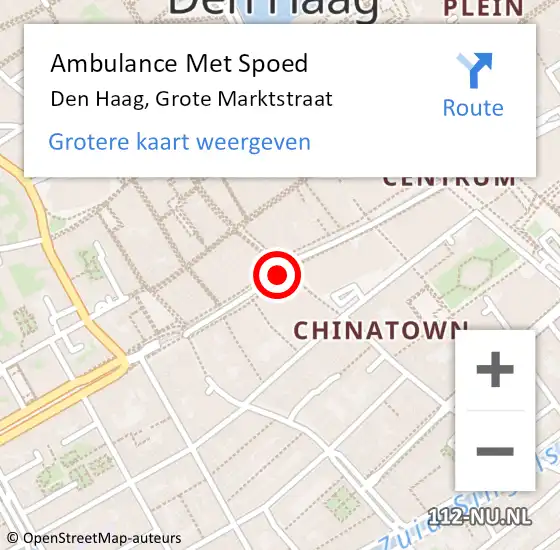 Locatie op kaart van de 112 melding: Ambulance Met Spoed Naar Den Haag, Grote Marktstraat op 12 januari 2018 10:08
