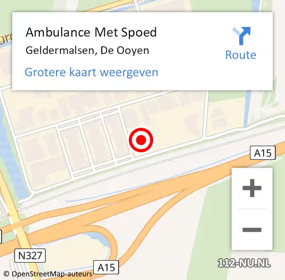 Locatie op kaart van de 112 melding: Ambulance Met Spoed Naar Geldermalsen, De Ooyen op 12 januari 2018 10:12