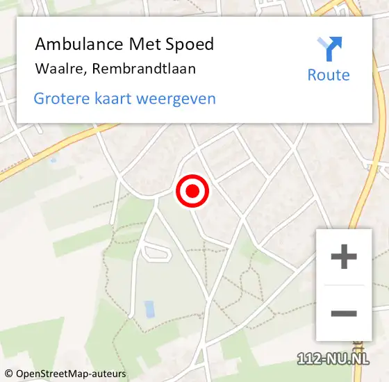 Locatie op kaart van de 112 melding: Ambulance Met Spoed Naar Waalre, Rembrandtlaan op 12 januari 2018 10:18