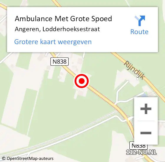 Locatie op kaart van de 112 melding: Ambulance Met Grote Spoed Naar Angeren, Lodderhoeksestraat op 12 januari 2018 11:30