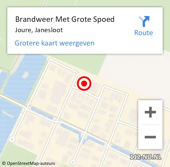 Locatie op kaart van de 112 melding: Brandweer Met Grote Spoed Naar Joure, Janesloot op 12 januari 2018 11:46