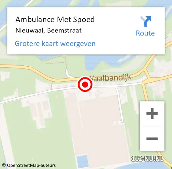 Locatie op kaart van de 112 melding: Ambulance Met Spoed Naar Nieuwaal, Beemstraat op 12 januari 2018 11:54