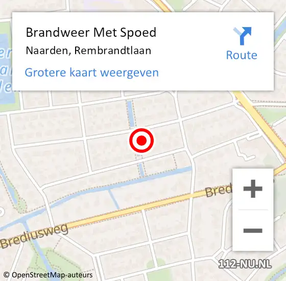 Locatie op kaart van de 112 melding: Brandweer Met Spoed Naar Naarden, Rembrandtlaan op 12 januari 2018 12:09