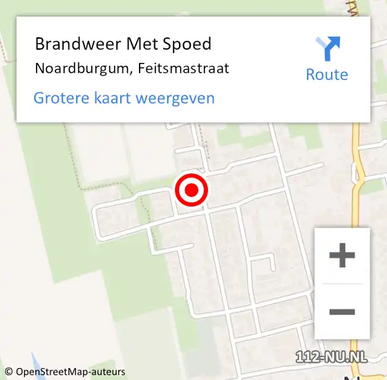 Locatie op kaart van de 112 melding: Brandweer Met Spoed Naar Noardburgum, Feitsmastraat op 12 januari 2018 12:09