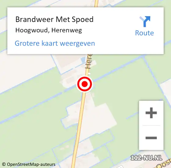 Locatie op kaart van de 112 melding: Brandweer Met Spoed Naar Hoogwoud, Herenweg op 12 januari 2018 12:22