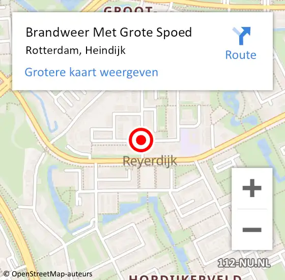 Locatie op kaart van de 112 melding: Brandweer Met Grote Spoed Naar Rotterdam, Heindijk op 12 januari 2018 12:29